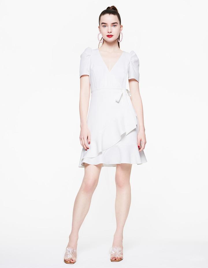 Betseyjohnson Ruffled Up Wrap Dress Ivory