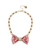 Steve Madden Betseys Funfetti Bow Necklace Pink