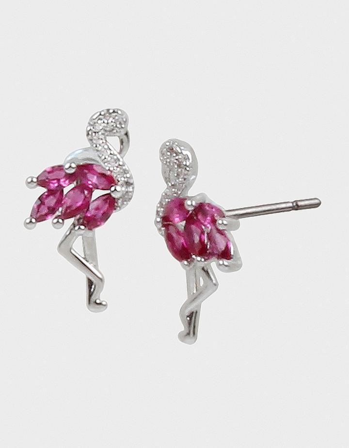Betseyjohnson Sealife Flamingo Stud Earrings Pink
