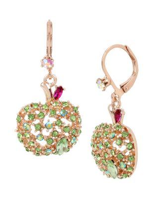 Steve Madden Fruity Petals Apple Drop Earrings Multi