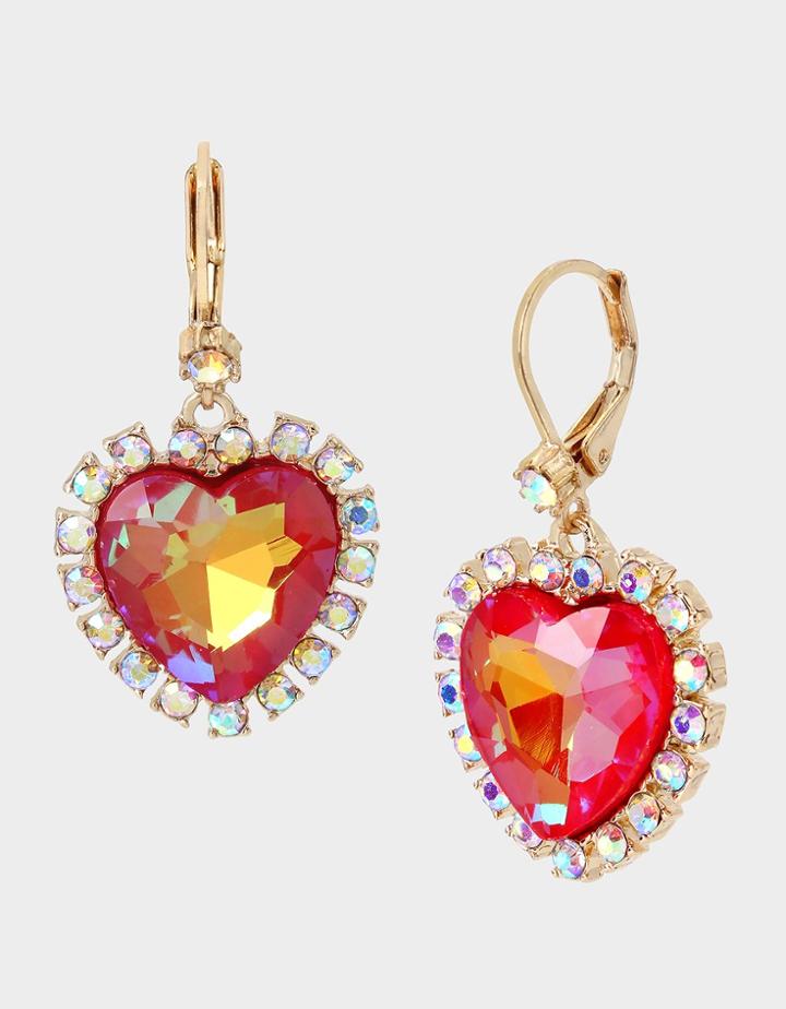 Betseyjohnson Pop Heart Lever Earrings Pink