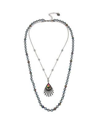 Steve Madden Shake It Off Pearl Strand Necklace Multi