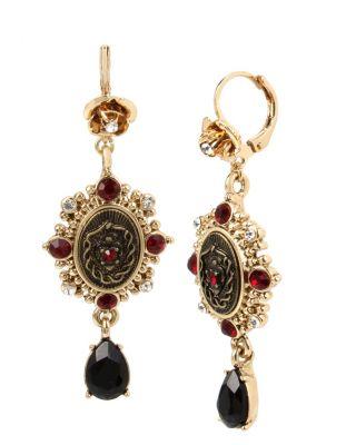 Steve Madden Darkness Double Drop Earrings Black