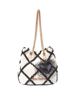 Steve Madden Cross Your Heart Drawstring Bag Black/white