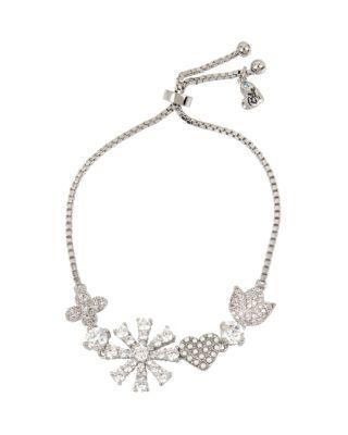 Steve Madden Betsey Blue Vintage Floral Friendship Bracelet Crystal