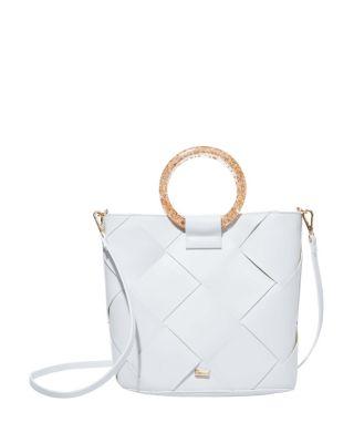 Steve Madden Confetti Rings Medium Bucket Bag White