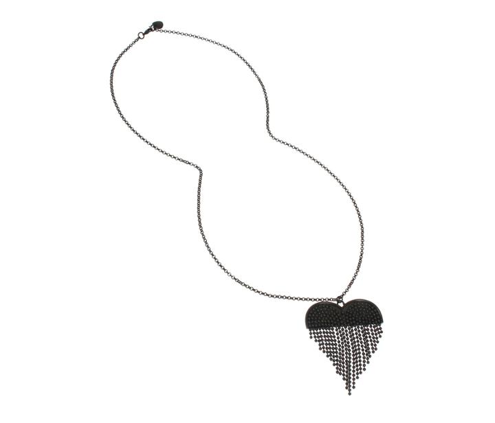 Betseyjohnson Unbreak My Heart Fringe Necklace Black