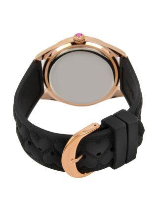 Steve Madden Quilted Heart Silicone Strap Black Watch Black