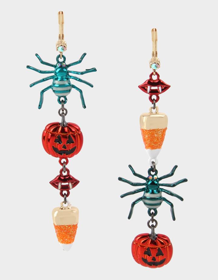 Betseyjohnson Creep It Real Pumpkin Linear Earrings Multi