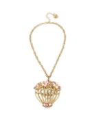 Steve Madden Marie Antoinette Flower Cage Pendant Necklace Multi