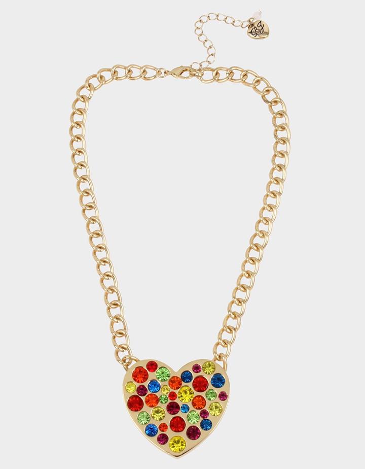 Betseyjohnson Rainbow Retro Heart Pendant Rainbow Multi
