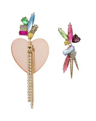 Steve Madden Boardwalk Sweets Heart Mismatch Earrings Multi
