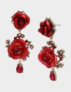 Betseyjohnson Romantics Rose Drop Earrings Red