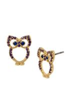 Steve Madden Spring Critter Cz Owl Stud Earrings Blue