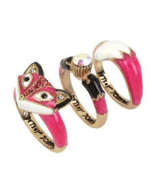 Steve Madden Mini Critters Fox Stack Rings Pink