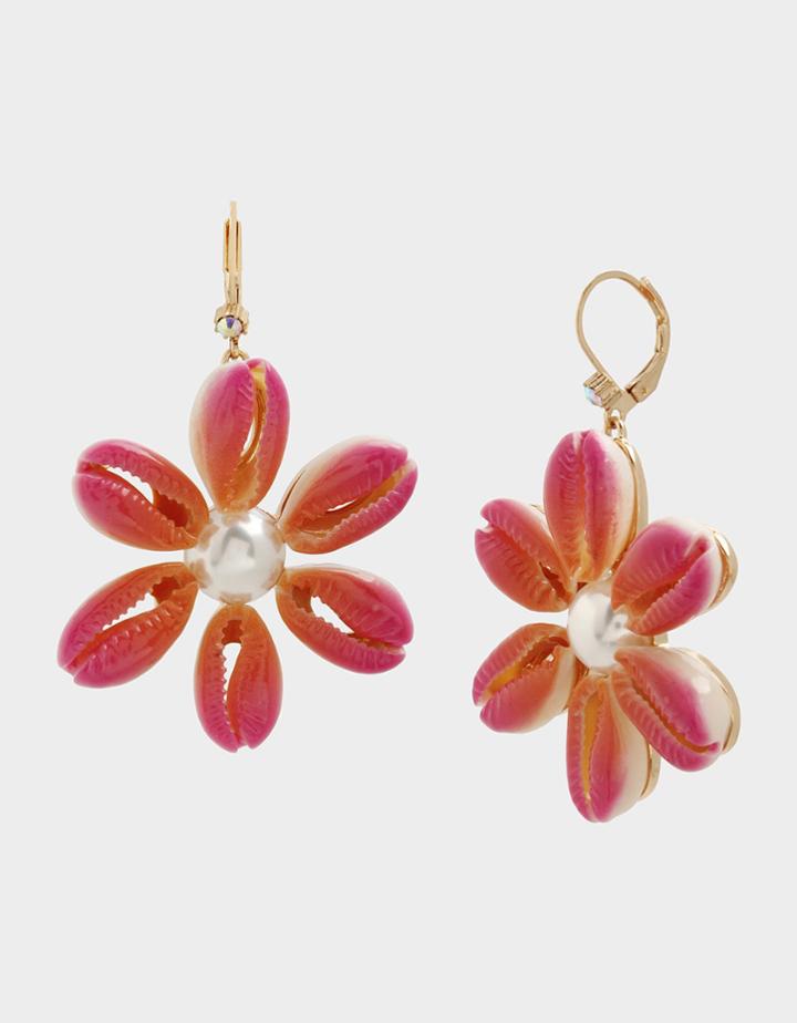 Betseyjohnson Catch The Wave Flower Drop Earrings Pink