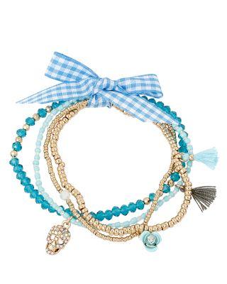 Steve Madden Skulls And Roses Bracelet Set Multi