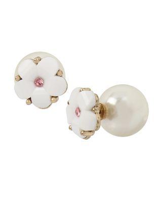 Steve Madden Summer Flowers Pearl Earrings White/pink