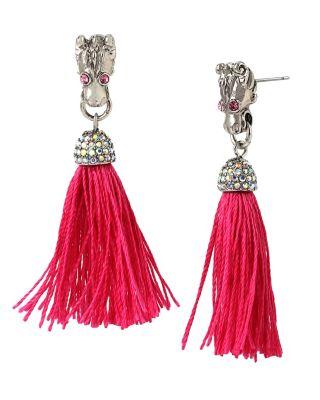 Steve Madden Memoirs Of Betsey Dragon Tassel Earrings Pink