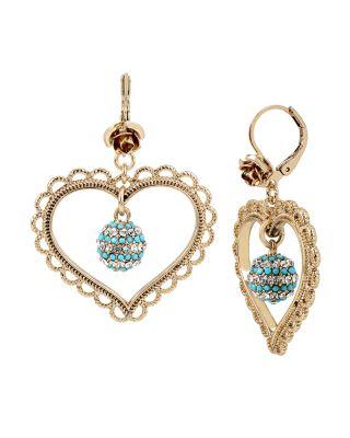 Steve Madden Anchors Away Heart Orbital Earrings Turquoise