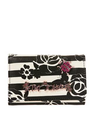 Steve Madden Glam Garden Small Trifold Wallet Black/white