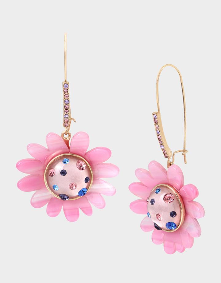 Betseyjohnson Enchanted Large Flower Earrings Pink