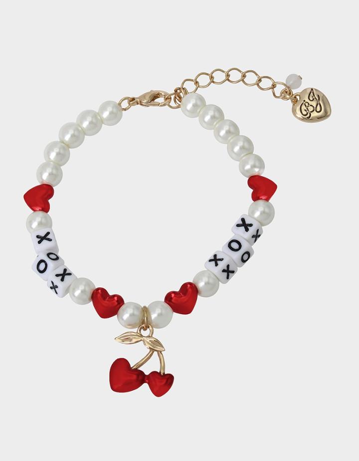 Betseyjohnson Red Hot Hearts Cherry Bracelet Red