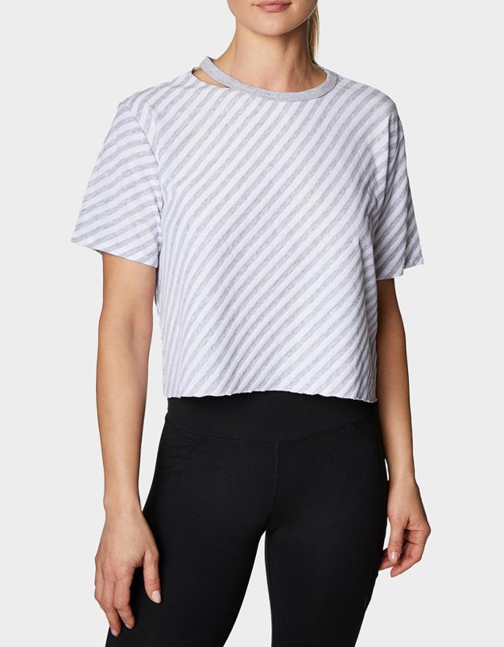 Betseyjohnson Diagonal Stripe Cropped Tee Grey-white
