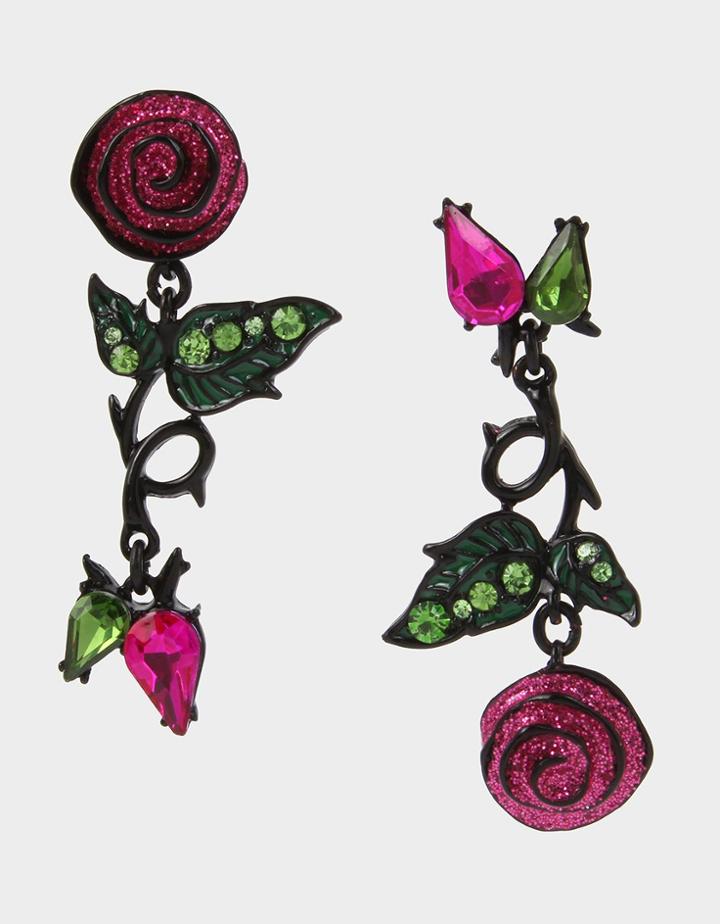 Betseyjohnson Betseyvilla Rose Mismatch Earrings Pink