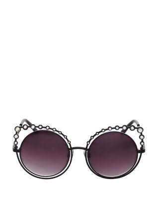 Steve Madden Crystal Kitty Sunglasses Black
