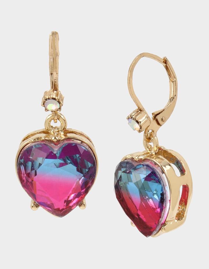 Betseyjohnson Betseyvilla Ombre Heart Earrings Fuchsia