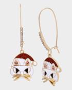 Betseyjohnson Pink Xmas Cat Hook Earrings White