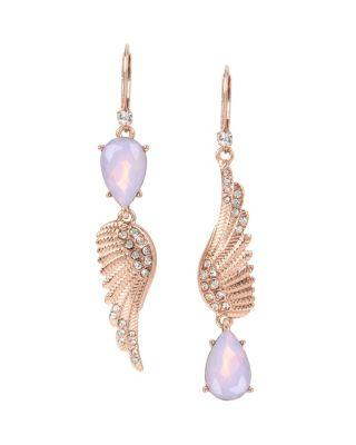 Steve Madden Little Angels Wing Mismatch Earrings Crystal