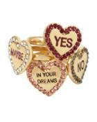 Steve Madden Not Your Babe Heart Ring Set Pink