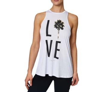 Betseyjohnson Palm Tree Love Racerfront Swing Tank White
