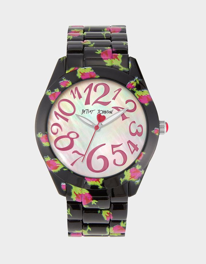 Betseyjohnson Printed Roses Watch Black Multi