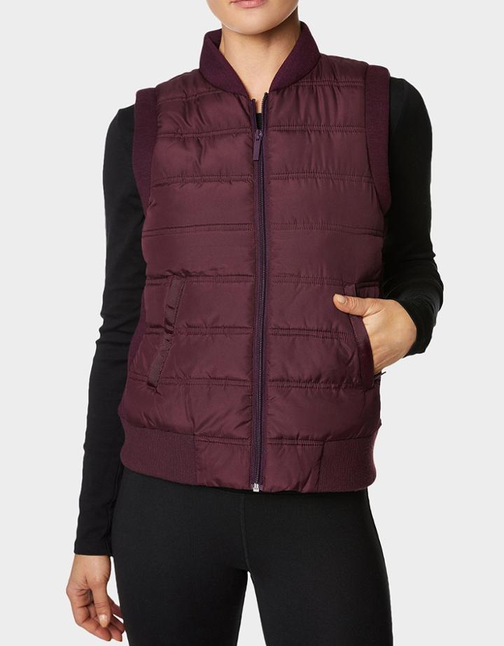 Betseyjohnson Hybrid Rib Trim Quilt Vest Wine