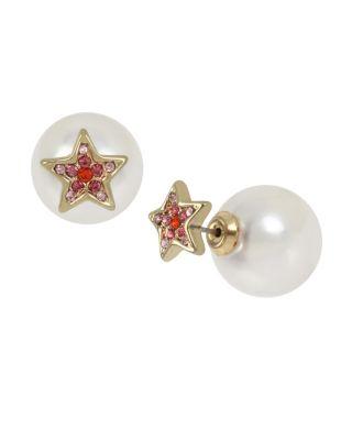 Steve Madden Magical Show Star Front Back Earrings Pink