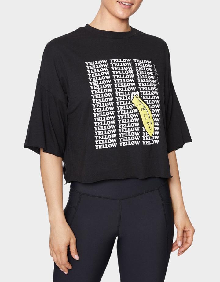 Betseyjohnson Yellow Banana Raw Edge Tee Black