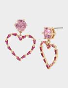 Betseyjohnson Crystal Cuties Heart Drop Earrings Fuchsia