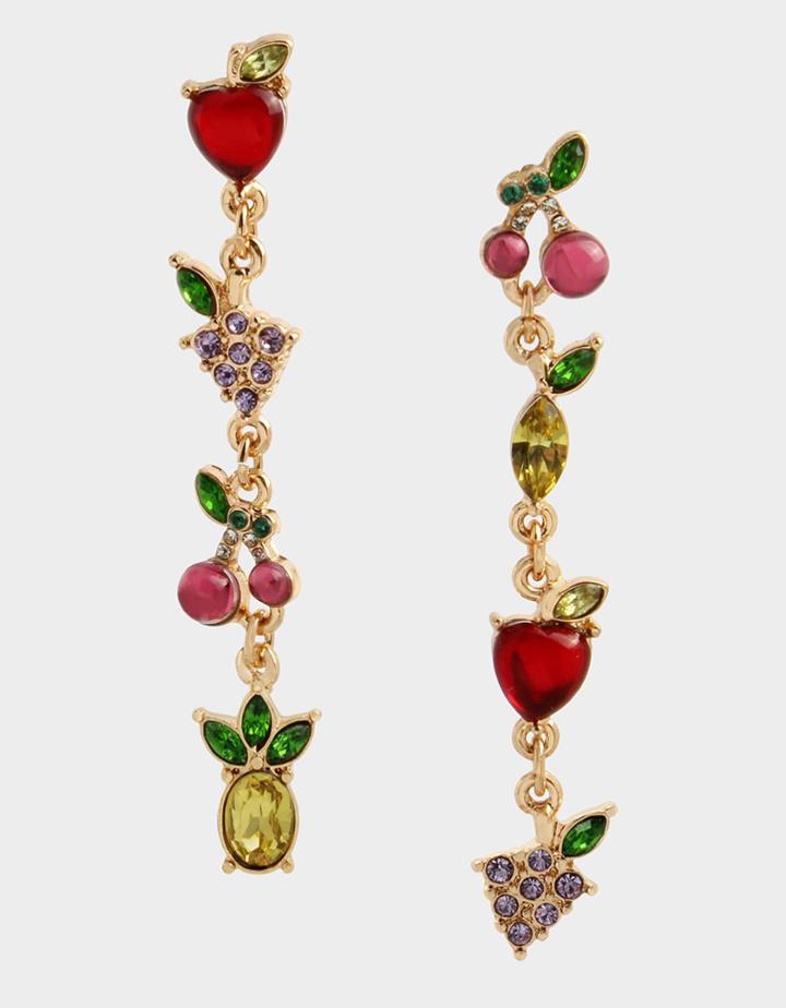 Betseyjohnson Forbidden Fruit Mismatch Earrings Multi