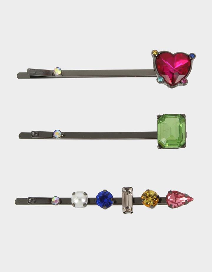 Betseyjohnson Bling Thing Hair Pin Set Rainbow Multi
