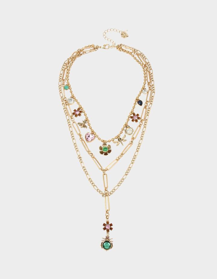 Betseyjohnson Tortifly Charm Frontal Necklace Multi