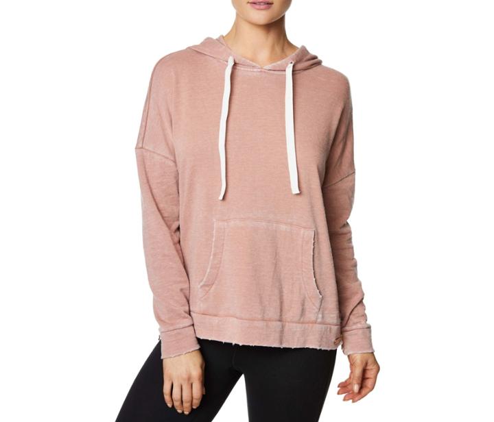 Betseyjohnson Zip Hem Distressed Wash Hoodie Blush