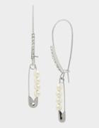 Betseyjohnson Pretty Pearl Safety Pin Earrings Ivory
