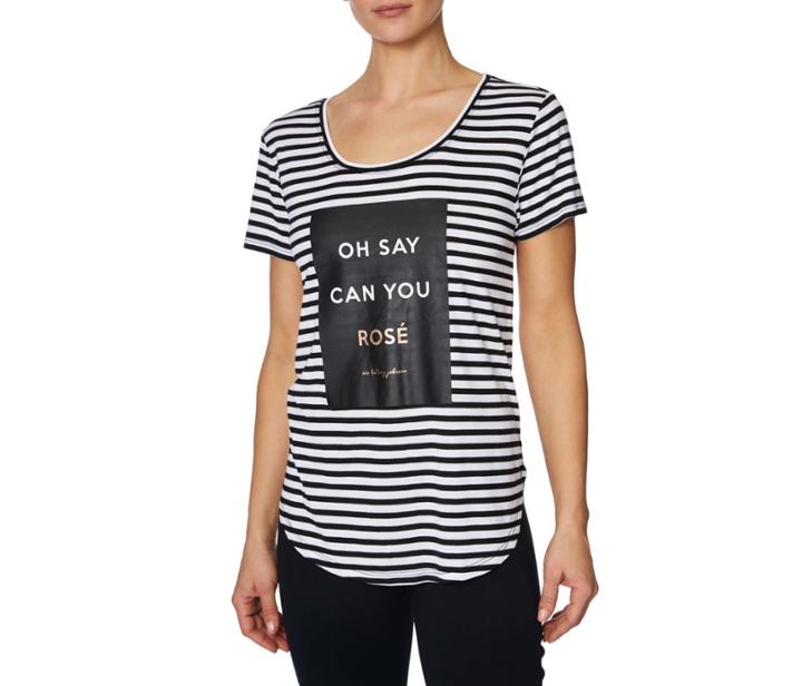 Betseyjohnson Oh Say Rose Yarndye Stripe Tee Black-white