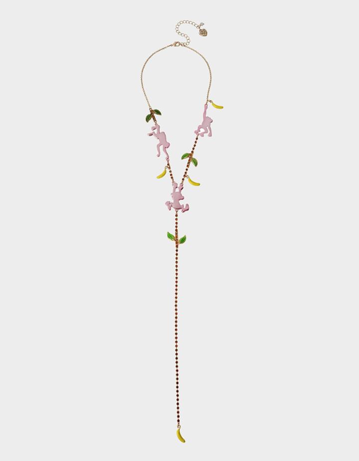Betseyjohnson Welcome To The Jungle Y Necklace Pink
