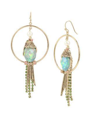 Steve Madden Buzz Off Bird Hoop Earrings Multi