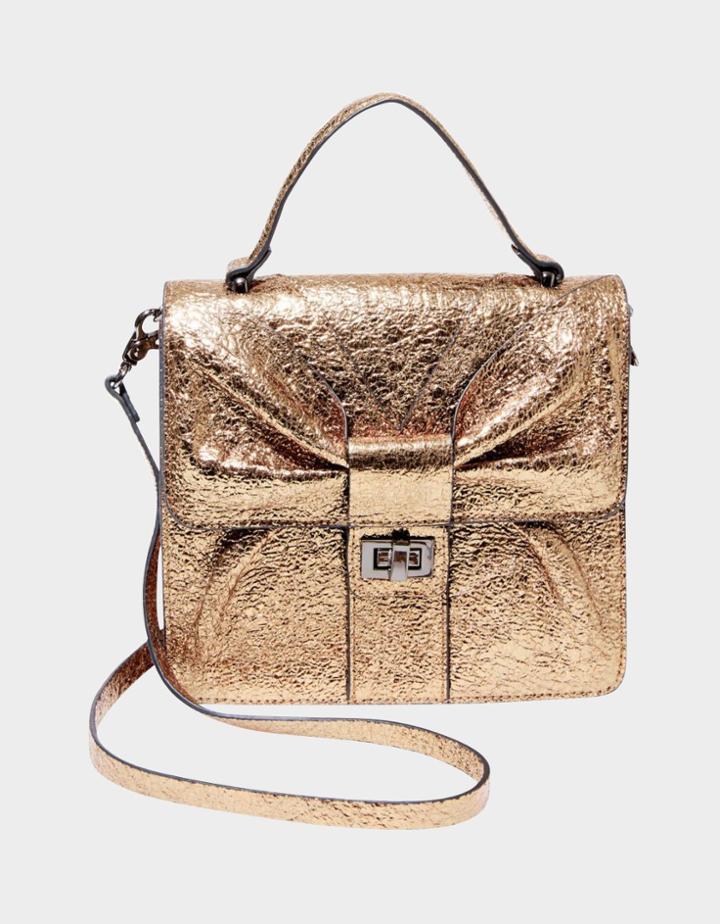 Betseyjohnson Bowtastic Top Handle Crossbody Gold