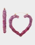 Betseyjohnson Boom Hoop Bamboo Heart Hoops Fuchsia